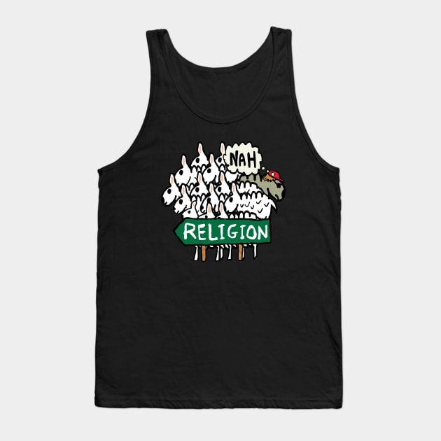 Anti Religion Atheist Sheep Tank Top by Mark Ewbie